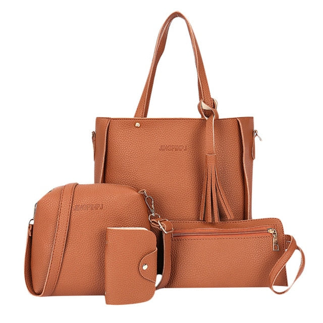 Bag Sets Ladies Leather Zipper Large Bags for Women