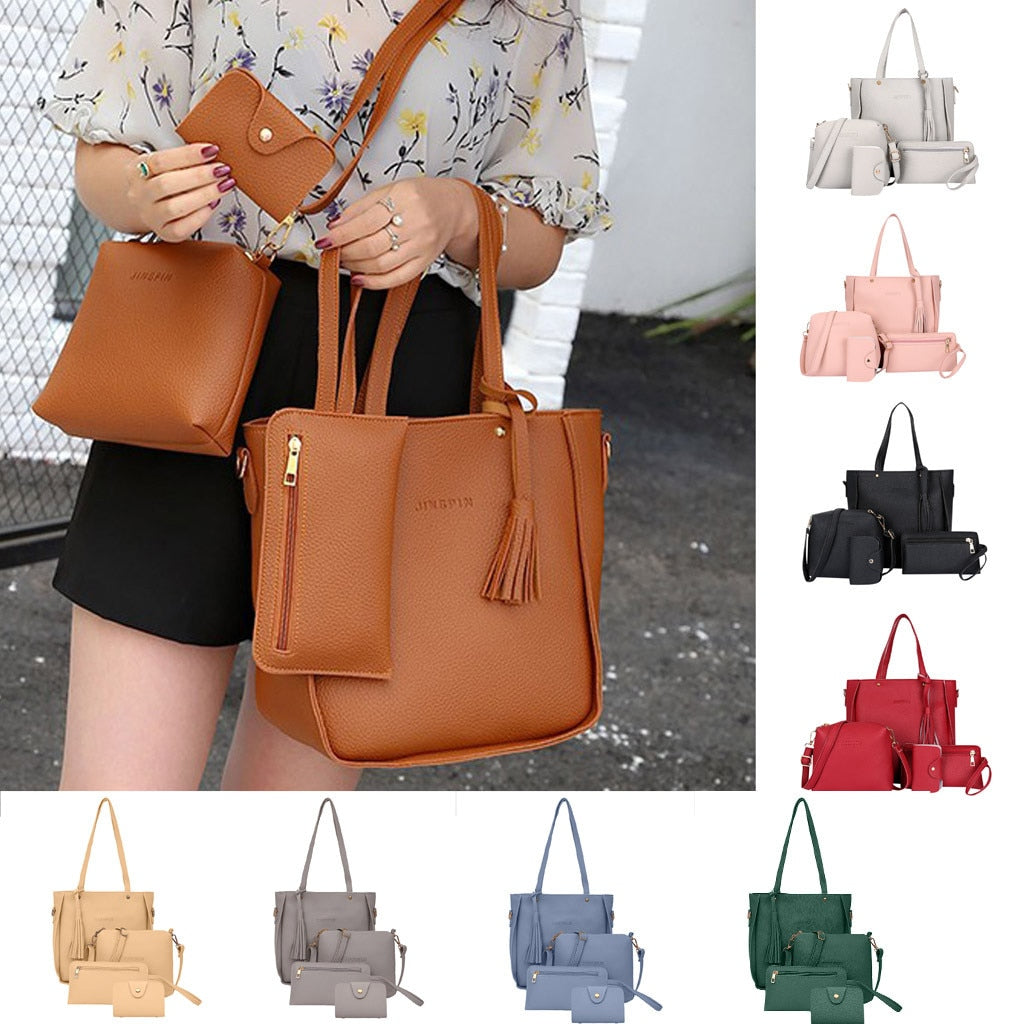 Bag Sets Ladies Leather Zipper Large Bags for Women