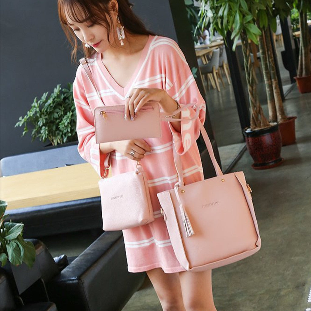 Bag Sets Ladies Leather Zipper Large Bags for Women