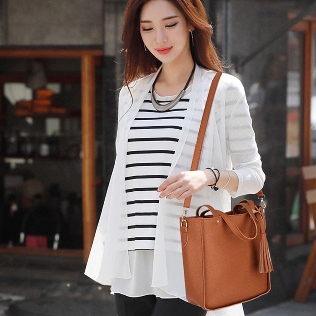 Bag Sets Ladies Leather Zipper Large Bags for Women