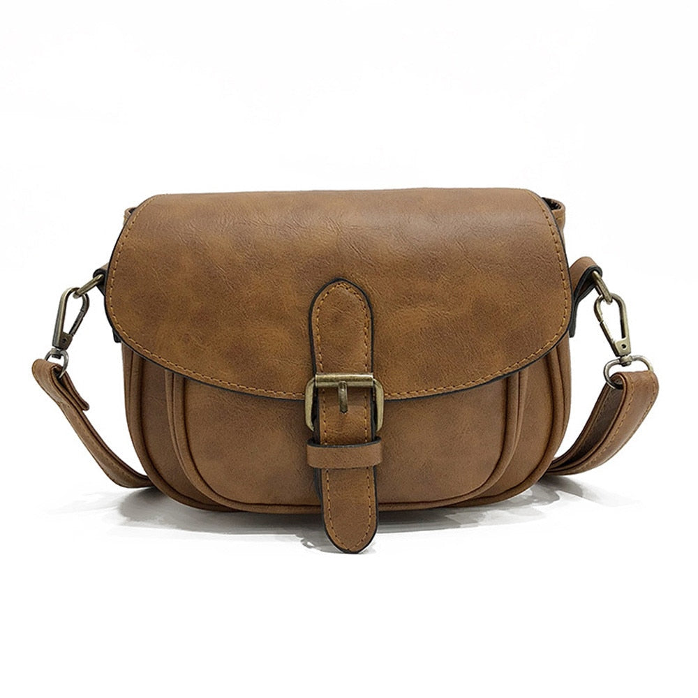Vintage PU Leather Flap Style Shoulder Bag