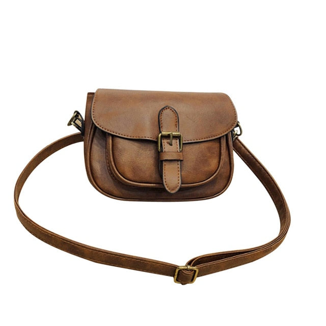 Vintage PU Leather Flap Style Shoulder Bag