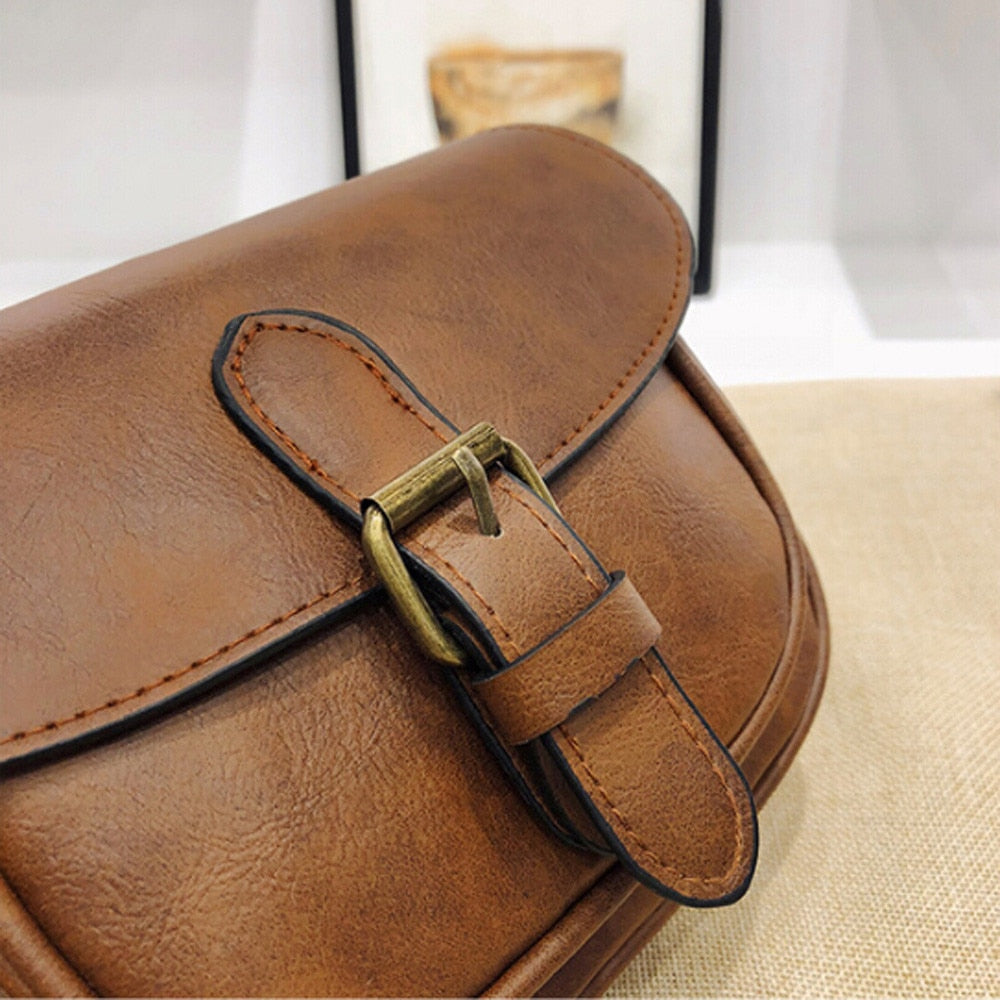 Vintage PU Leather Flap Style Shoulder Bag