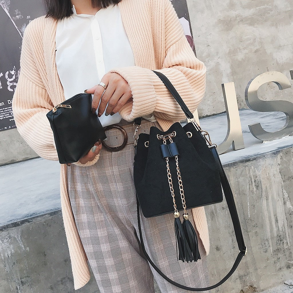 Vintage Tassel  Simple Bucket Bags
