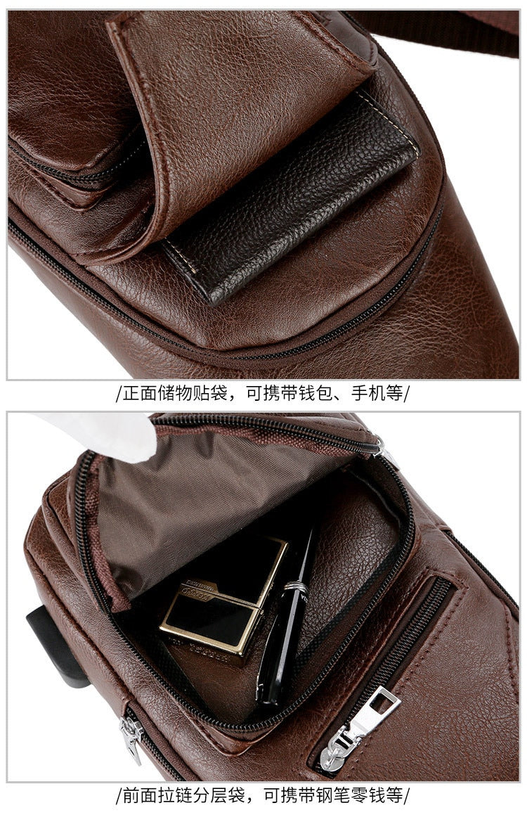 PU Leather Men Shoulder Bag