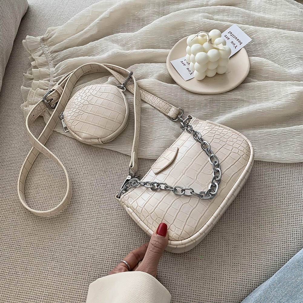 2 PCC/SET Retro Crocodile Pattern Bags