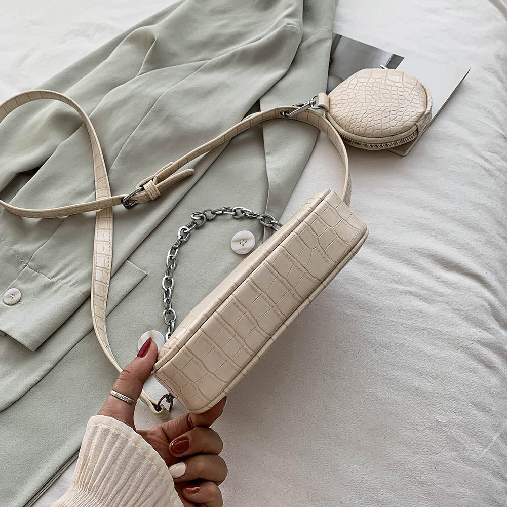 2 PCC/SET Retro Crocodile Pattern Bags