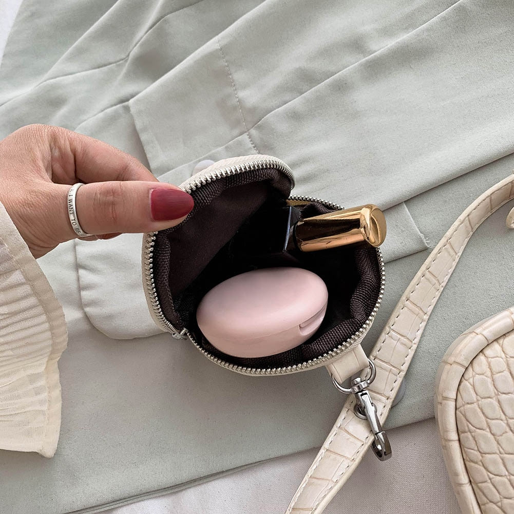 2 PCC/SET Retro Crocodile Pattern Bags