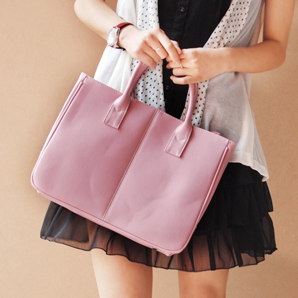Simple Leather Large Cacity Handbag