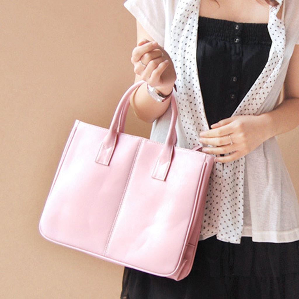 Simple Leather Large Cacity Handbag