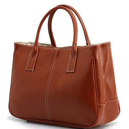 Simple Leather Large Cacity Handbag