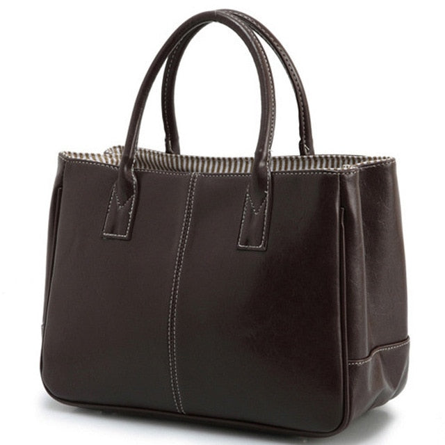 Simple Leather Large Cacity Handbag