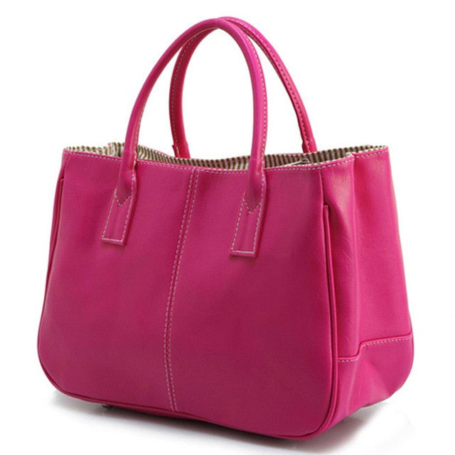 Simple Leather Large Cacity Handbag