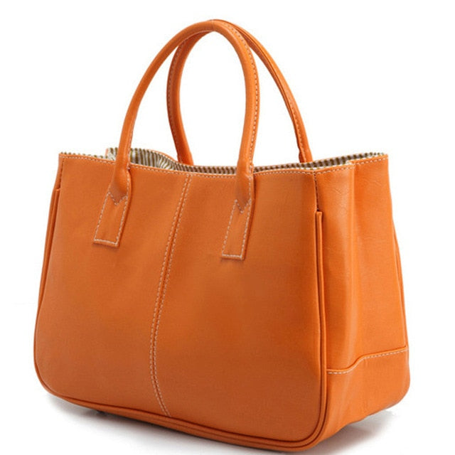 Simple Leather Large Cacity Handbag