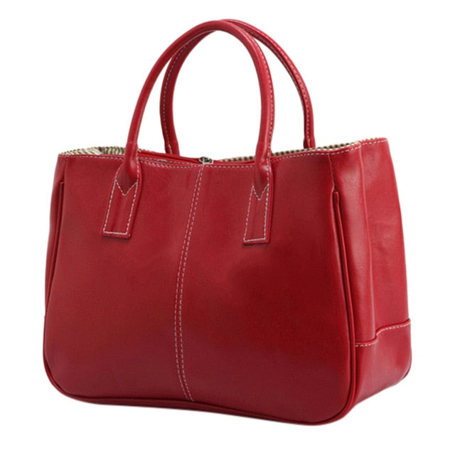 Simple Leather Large Cacity Handbag