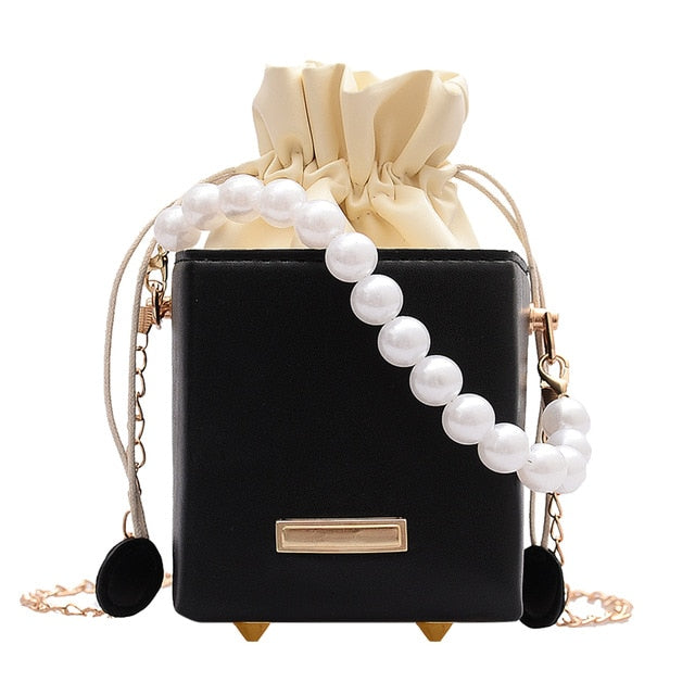 Pearl Chain Drawstring Fashion  Bag