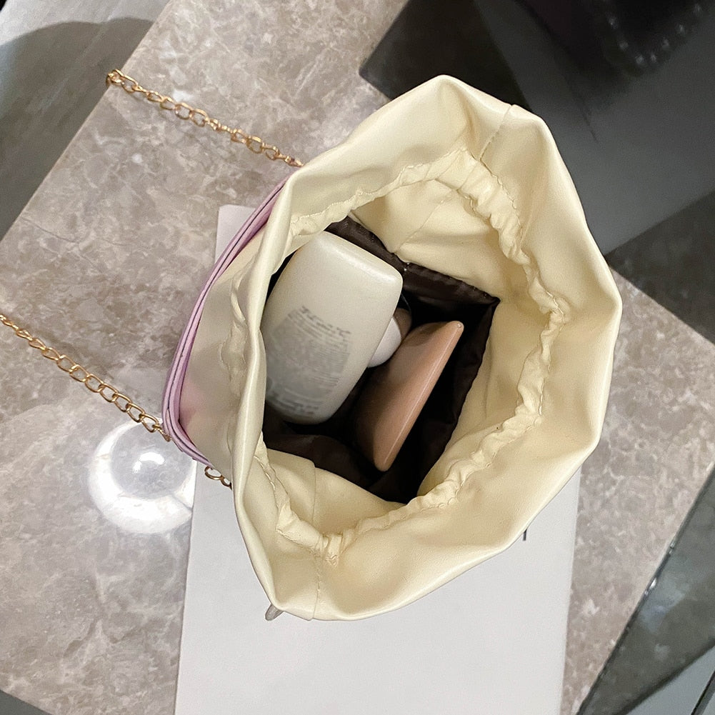 Pearl Chain Drawstring Fashion  Bag
