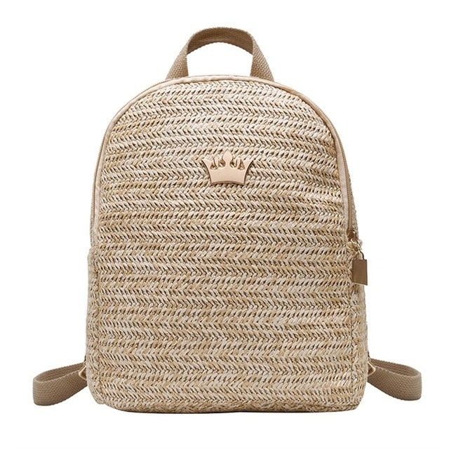 Straw Woven Travel Backpacks