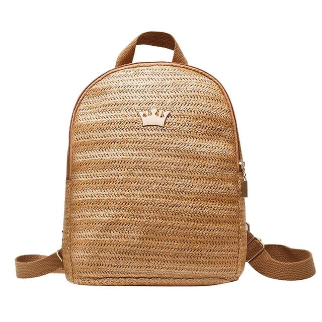 Straw Woven Travel Backpacks