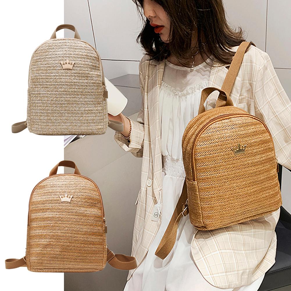 Straw Woven Travel Backpacks