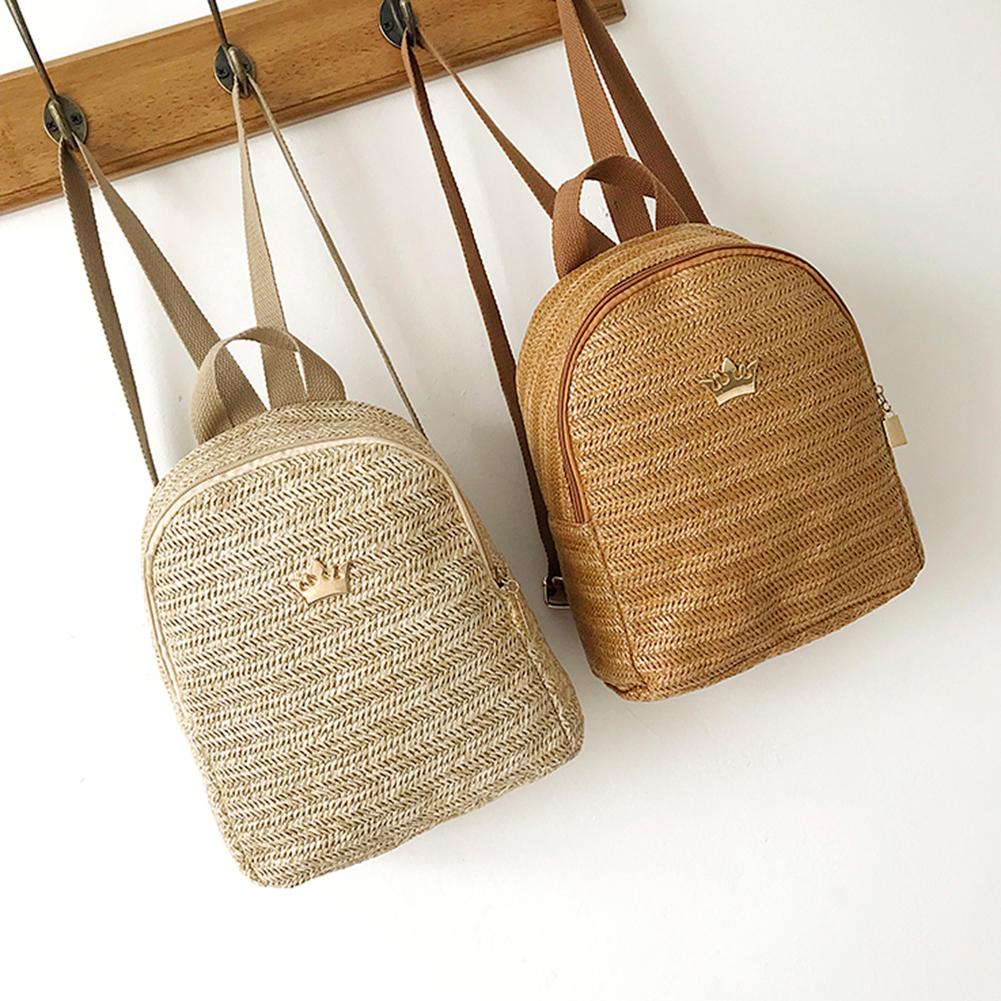 Straw Woven Travel Backpacks