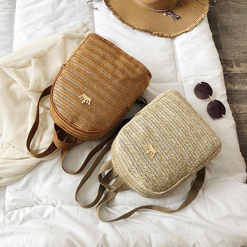 Straw Woven Travel Backpacks