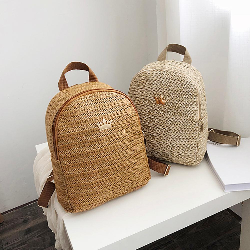 Straw Woven Travel Backpacks