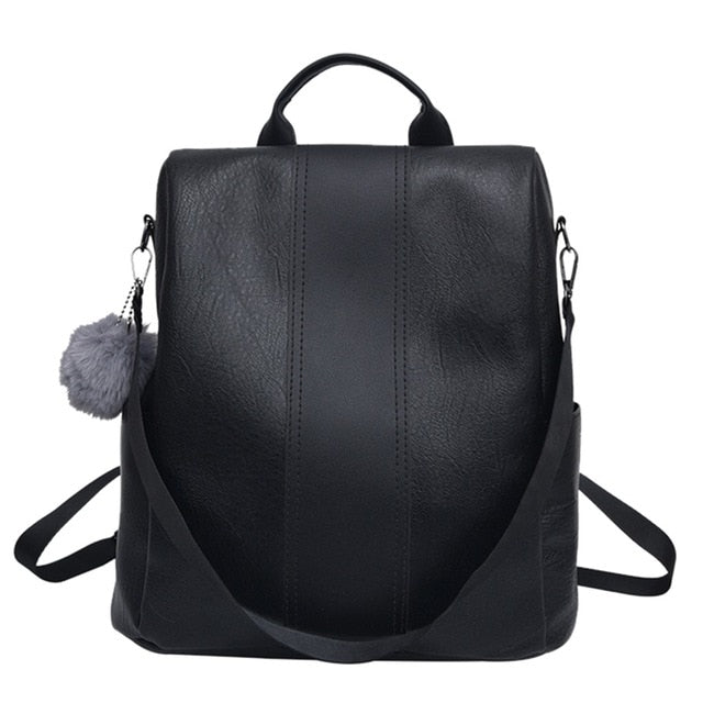 Leather Zipper Women Backpacks