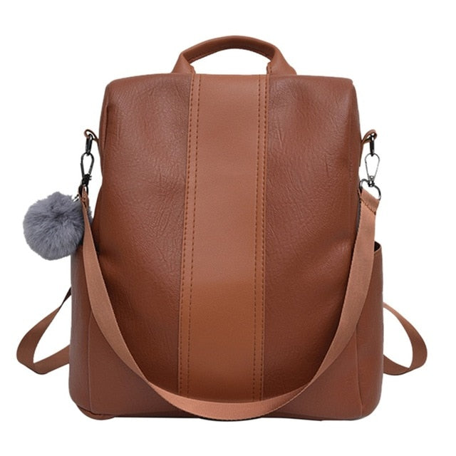 Leather Zipper Women Backpacks