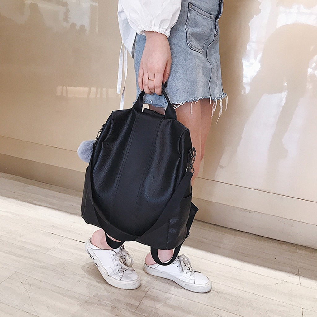 Leather Zipper Women Backpacks
