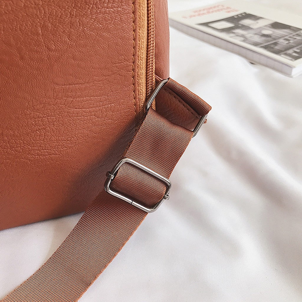 Leather Zipper Women Backpacks