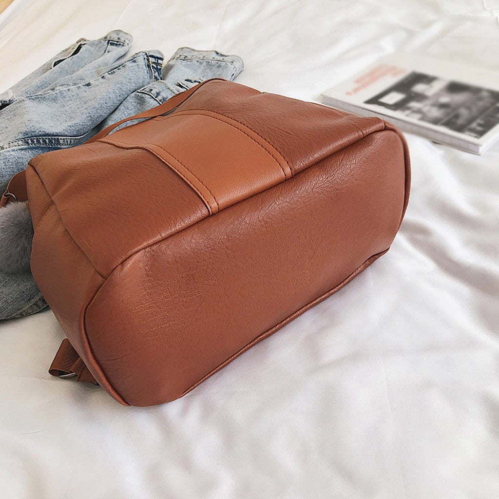 Leather Zipper Women Backpacks