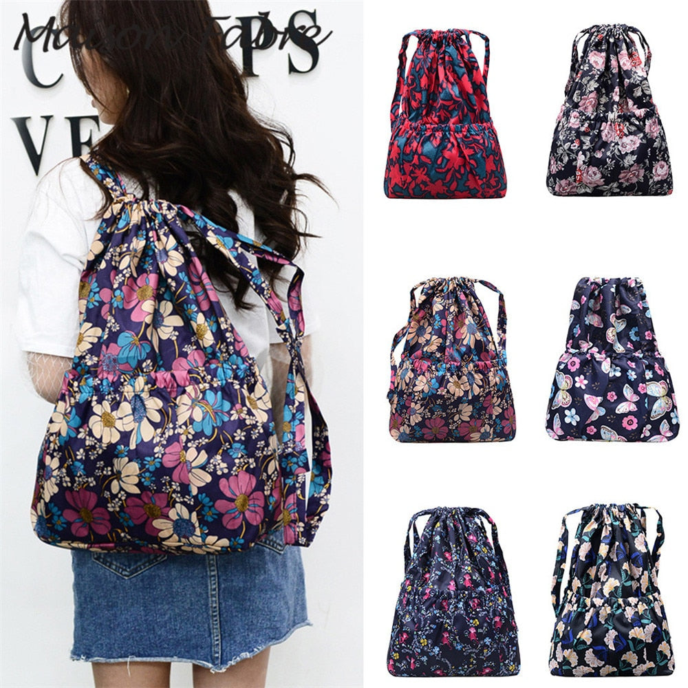 String Floral Print Women Backpack