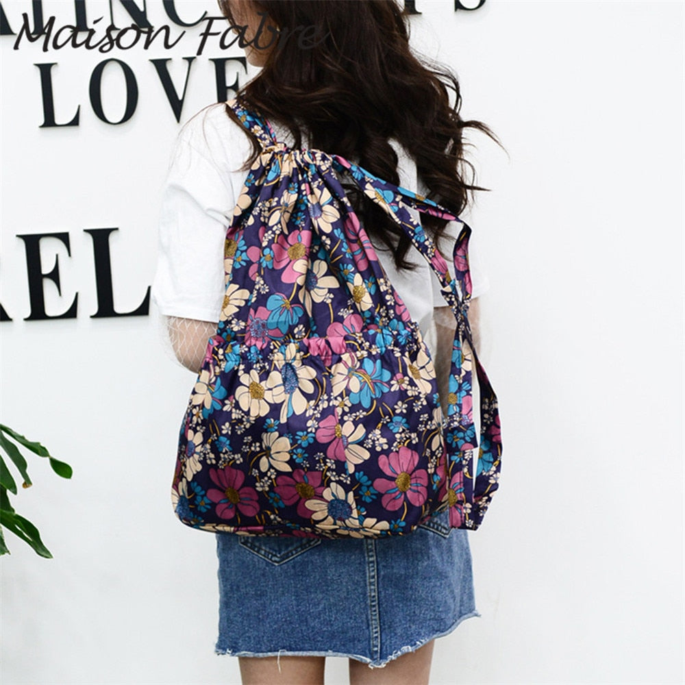 String Floral Print Women Backpack