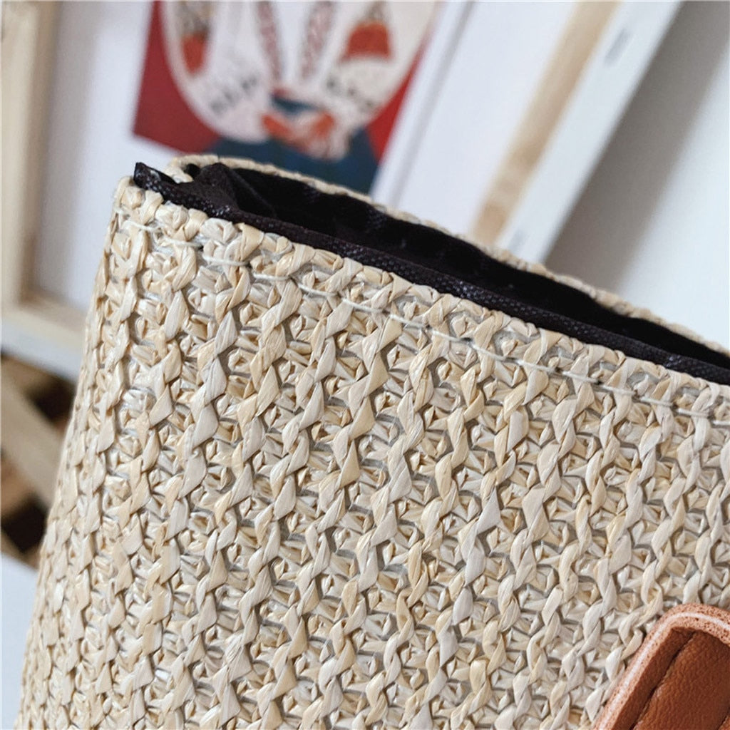 Weaving Hasp Pure Color Women Bag