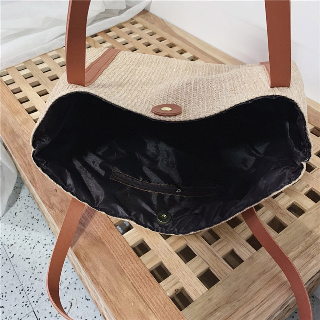 Weaving Hasp Pure Color Women Bag
